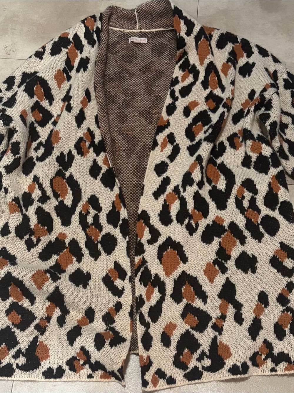 Knox Rose Leopard Print Open Cardigan - Cream, Black, Brown